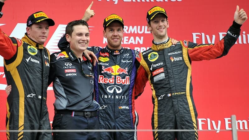 Romain Grosjean sur le podium du Grand Prix de Corée du Sud