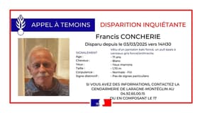 Francis Concherie a disparu depuis le lundi 3 mars 2025 en début d'après-midi, dans les Hautes-Alpes.