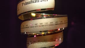 Le trophée décerné au vainqueur du maillot rose du Giro 2025