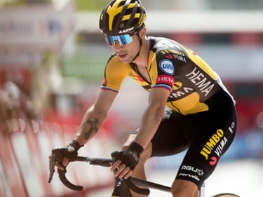 Le Slovène Primoz Roglic lors du Tour d'Espagne, le 25 août 2021 à Valdepenas de Jaen