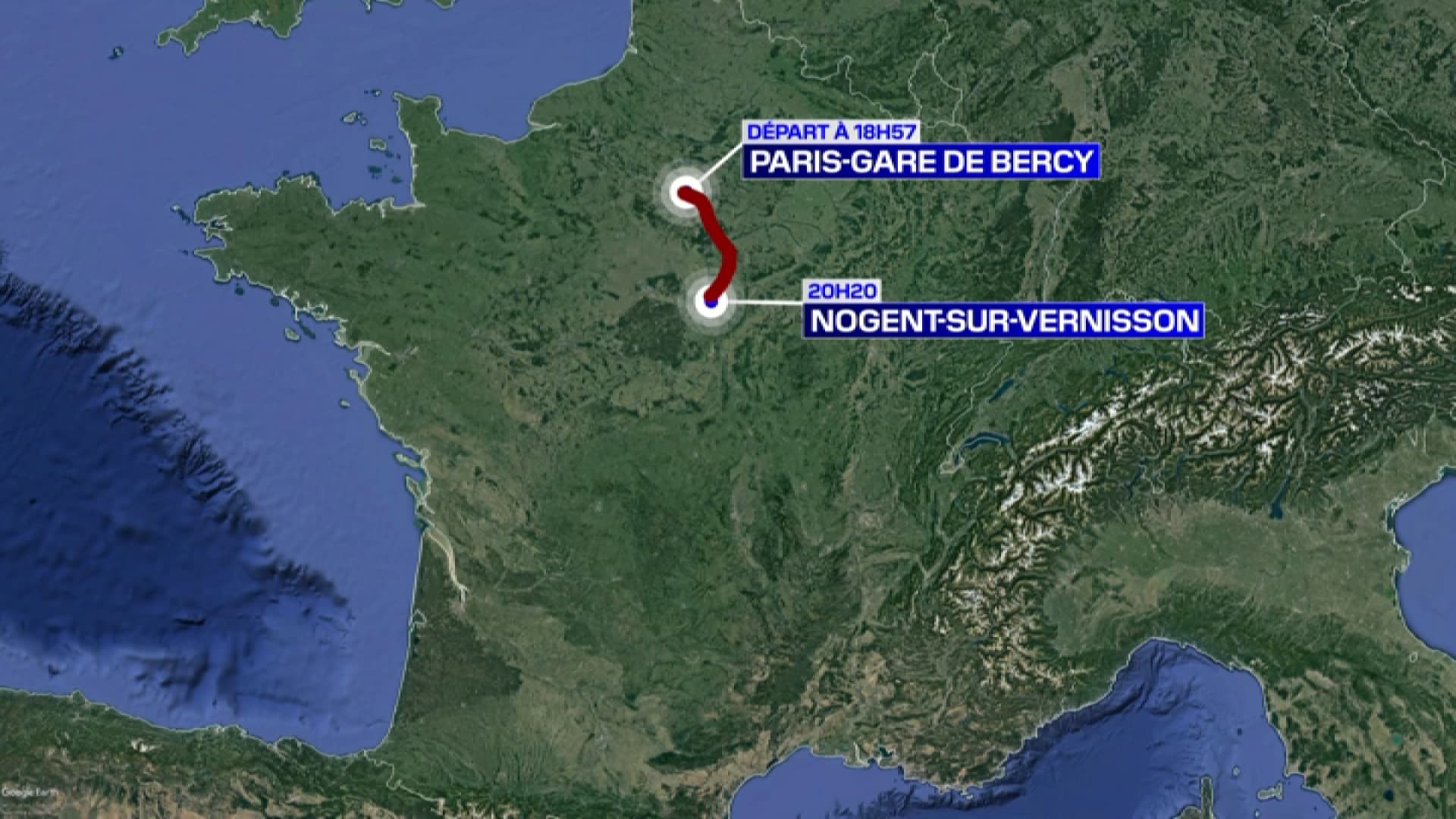 Le train s'est stoppé à proximité de la commune de Nogent-sur-Vernisson