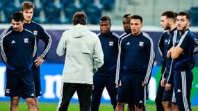 Rudi Garcia face aux joueurs de l'OL, à Saint-Pétersbourg le 26 novembre 2019