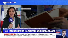 Micro-crèches: "Je ne veux pas laisser s'installer un scandale ou un drame" affirme Sarah El Haïry, ministre déléguée chargée de l'Enfance, de la Jeunesse et des Familles