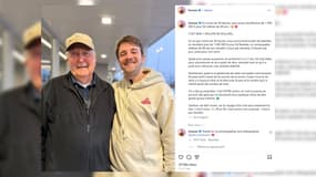 Photo de Ed Bambas, un vétéran américain de 88 ans, et de l'influenceur Samuel Weidenhofer, publiée sur Instagram le 3 décembre 2025. 