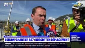 Toulon: Olivier Dussopt en visite sur le chantier de l'A57