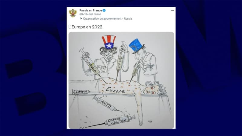 Un tweet polémique posté par l'ambassade de France en Russie le 24 mars 2022