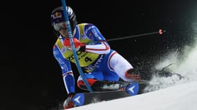 Clément Noël sur le slalom de Madonna di Campiglio, décembre 2023