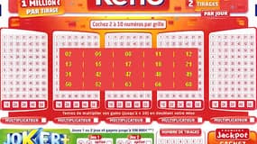 Un ticket de Keno, jeu de loterie de plus en plus populaire.