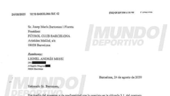 Le burofax de Lionel Messi au Barça dévoilé par Mundo Deportivo Le burofax de Lionel Messi au Barça dévoilé par Mundo Deportivo