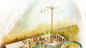 La tour de Numérobis, nouvelle attraction du parc Astérix attendue le 30 mars 2024.