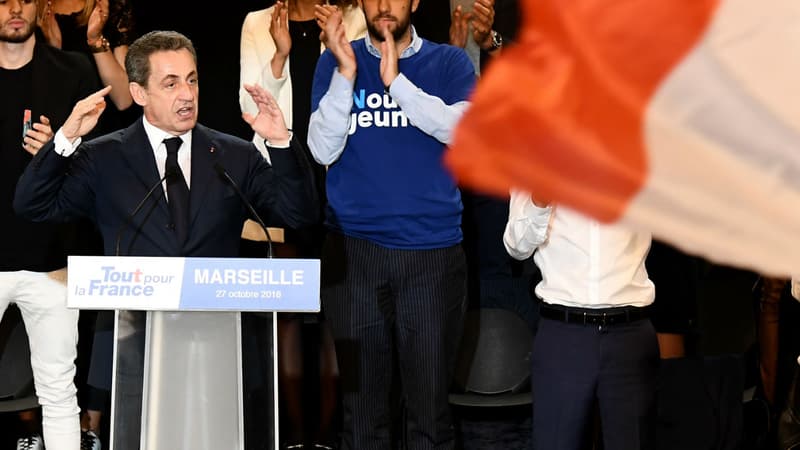 Nicolas Sarkozy lors d'un meeting à Marseille le 27 octobre 2016