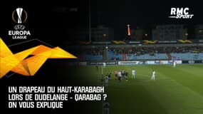 Un drapeau du Haut-Karabagh lors de Dudelange - Qarabag ? On vous explique