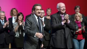 Nicolas Sarkozy et Jean-Claude Gaudin, le 5 mars 2015, lors d'un meeting  Marseille. 