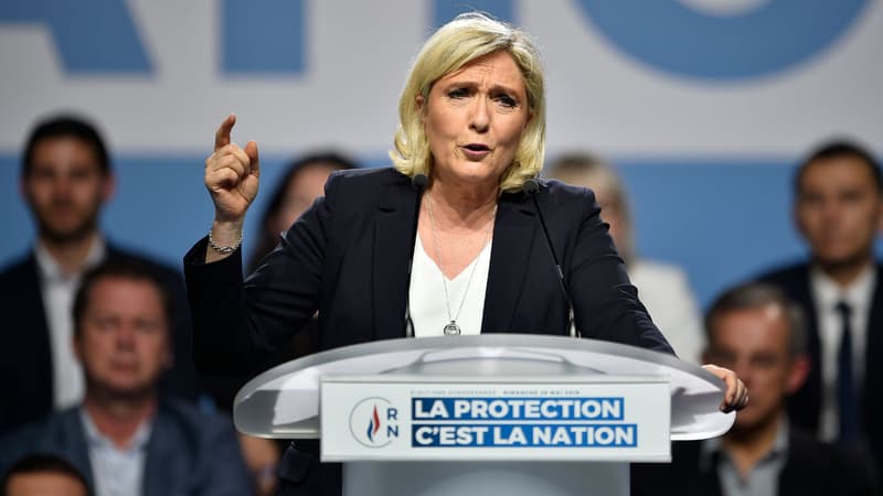 Marine Le Pen lors d'un meeting du Rassemblement national à Metz, le 1er mai 2019