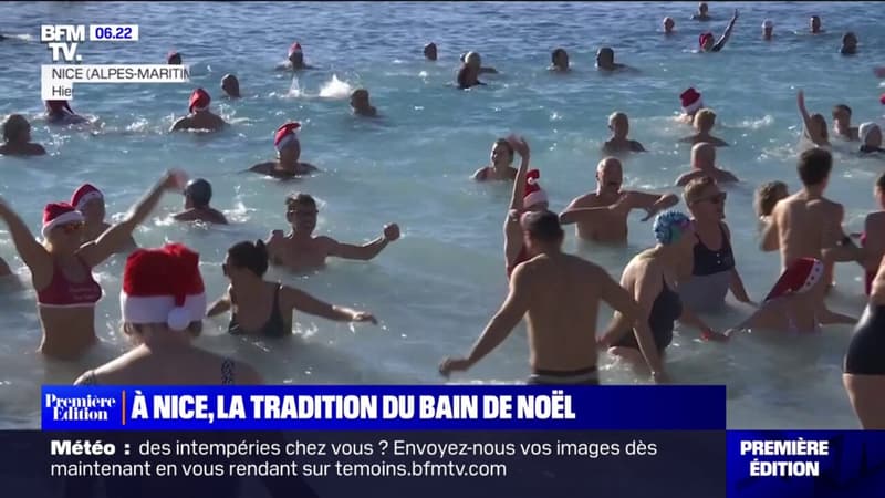 À Nice, les images du traditionnel bain de Noël dans une mer à 15°C