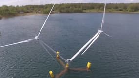 Avec une hauteur de 18 mètres, cette éolienne représente seulement un prototype à l’échelle 1/10e, de sa taille future.