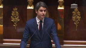 Le Premier ministre Gabriel Attal, lors de sa déclaration de politique générale à l'Assemblée nationale, le 30 janvier 2024.
