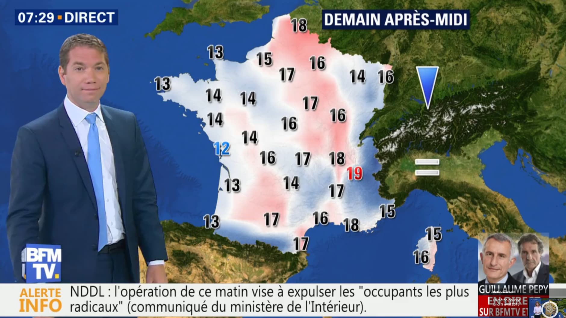 Températures du mardi 10 avril 2018. Températures du mardi 10 avril 2018.