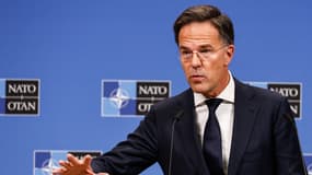 Le secrétaire général de l'Otan Mark Rutte lors de la réunion des ministres de la Défense de l'Alliance le 17 octobre 2024.