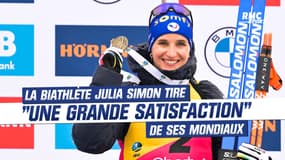 Biathlon : À l'heure du bilan, Julia Simon tire une "grande satisfaction" de ses mondiaux où elle a décroché ses premières médailles individuelles