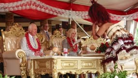 Le roi Charles III lors de la cérémonie d'adieu aux Samoa le 26 octobre 2024