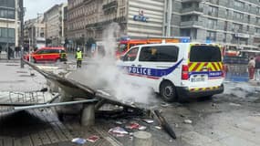 Des incidents en marge de la mobilisation à Rouen le 23 mars 2023.