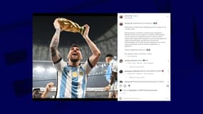 Post Instagram de Lionel Messi soulevant le trophée