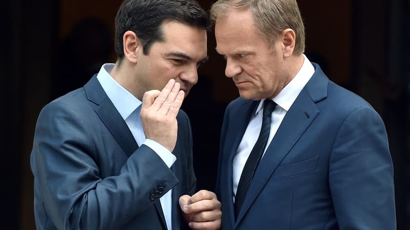 Alexis Tsipras s'est entretenu avec Donald Tusk, le président du Conseil européen le 5 avril à Athènes. 