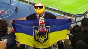 Un supporter ukrainien, soldat de l'armée ukrainienne, raconte avoir été poussé vers la sortie par la sécurité du Parc des Princes en raison de son drapeau, le 22 aout 2025