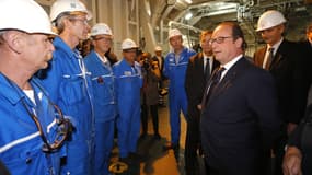 François Hollande, mardi aux chantiers navals de Saint-Nazaire.