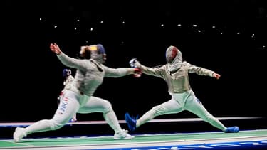 Manon Apithy-Brunet (à droite), double médaillée olympique à Tokyo s'est clairement prononcée contre la réintégration des sportifs russes et biélorusses à la compétition.