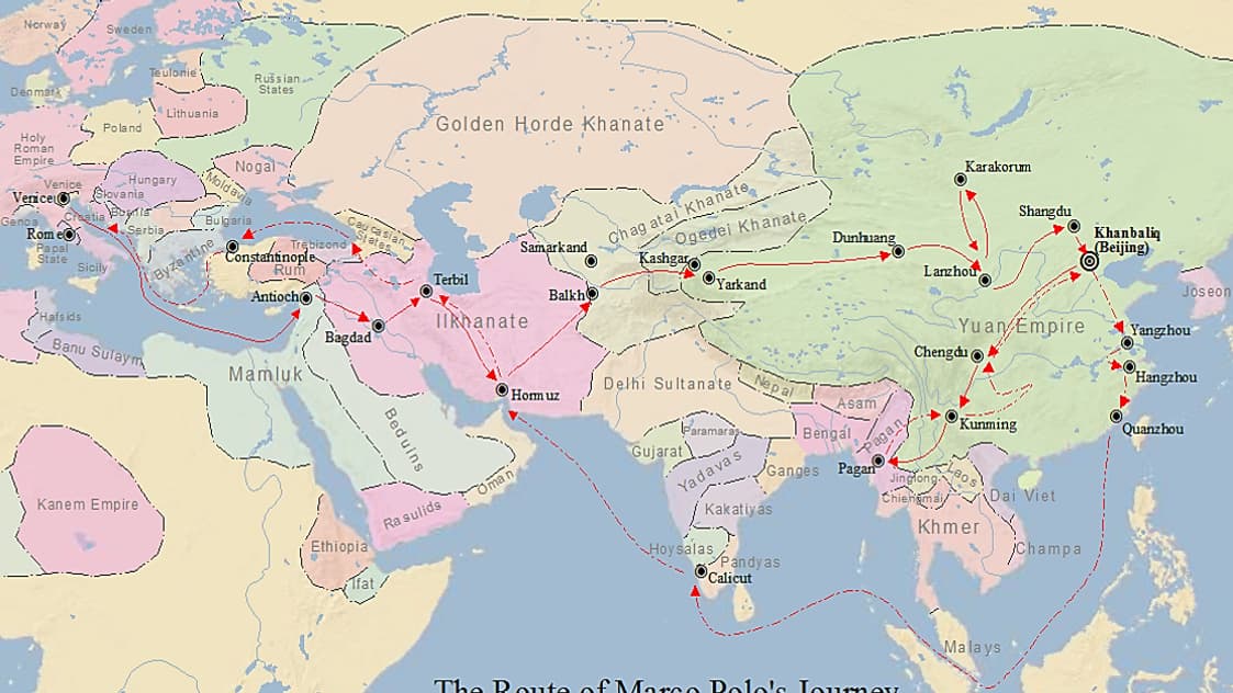 Le voyage de Marco Polo au XIIIe siècle.