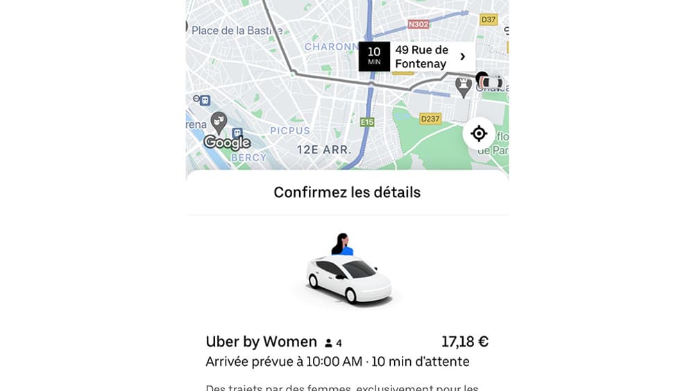 La nouvelle option Uber by Women