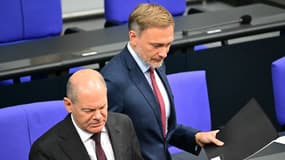 Olaf Scholz et Christian Lindner au Bundestag à Berlin, le 10 septembre 2024. (Photo d'archive)