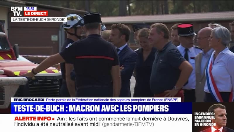Incendies en Gironde: Emmanuel Macron est arrivé à la La Teste-de-Buch, à la rencontre des secours mobilisés