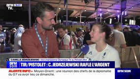 "Je m'en souviendrai toute ma vie": la réaction de la Française Camille Jedrzejewski, après sa médaille d'argent au tir au pistoler 25m aux JO de Paris 2024