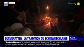 Haut-Rhin: la tradition du Schieweschlawe, le lancer de disque enflammé, à Guevenatten