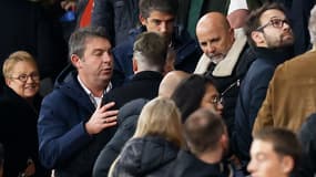 Arnaud Pouille et Jorge Sampaoli lors du match Rennes-Toulouse (0-2, Ligue 1), le 10 novembre 2024