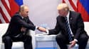 La poignée de main entre Donald Trump et Vladimir Poutine.