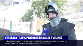 Un lycéen sort le costume de chevalier pour affronter la neige dans les Yvelines