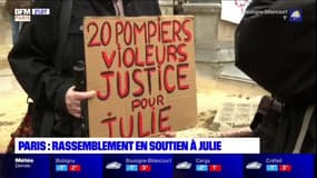 Un rassemblement à Paris en soutien à "Julie" qui accuse des pompiers de l'avoir violée
