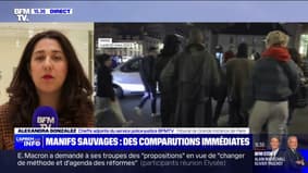 "Je me suis fait arrêter, on m'a prise, on m'a étranglée contre le café": cette victime présumée de violences policières raconte ce qui lui est arrivé lors de la manifestation de samedi soir à Paris