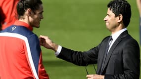 Edinson Cavani et Nasser Al-Khelaïfi