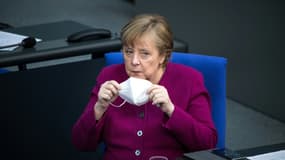 Angela Merkel au Bundestag à Berlin, le 25 mars 2021, avant le sommet européen