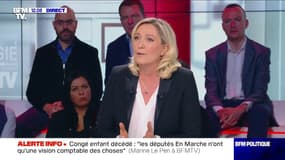 Congé enfant décédé: Marine Le Pen estime que "les députés En Marche n'ont qu'une vision comptable des choses"
