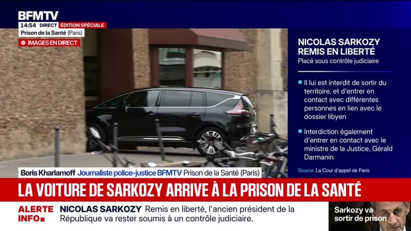 Le véhicule de Nicolas Sarkozy, avec Carla Bruni à bord, est arrivé à la prison de la Santé