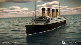 Une image de synthèse du projet Titanic II, une réplique du célèbre navire, par la société Blue Star Line du milliardaire Clive Palmer, le 13 mars 2024.