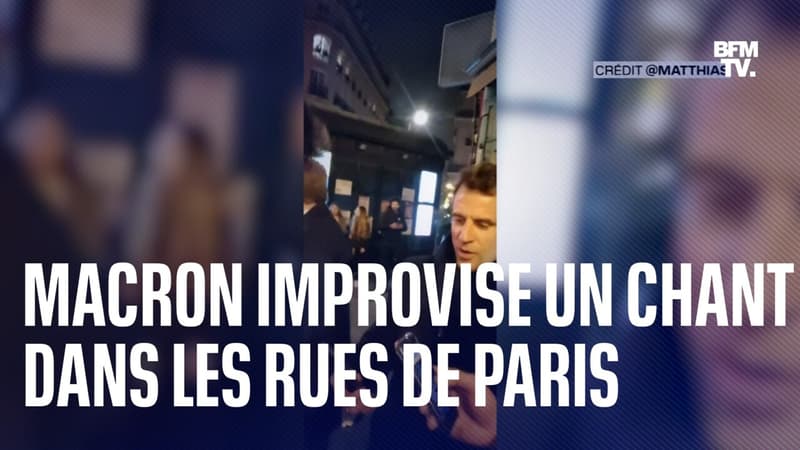 Emmanuel Macron filmé après son allocution en train de chanter un chant pyrénéen dans les rues de Paris