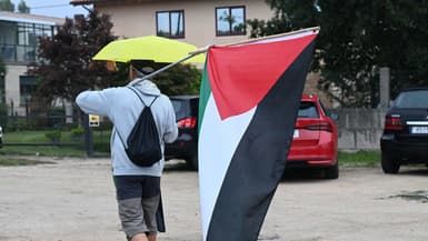 Un manifestant pro-palestinien sur la Vuelta, le 9 septembre 2025