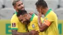 La joie de Douglas Luiz, Neymar et Thiago Silva